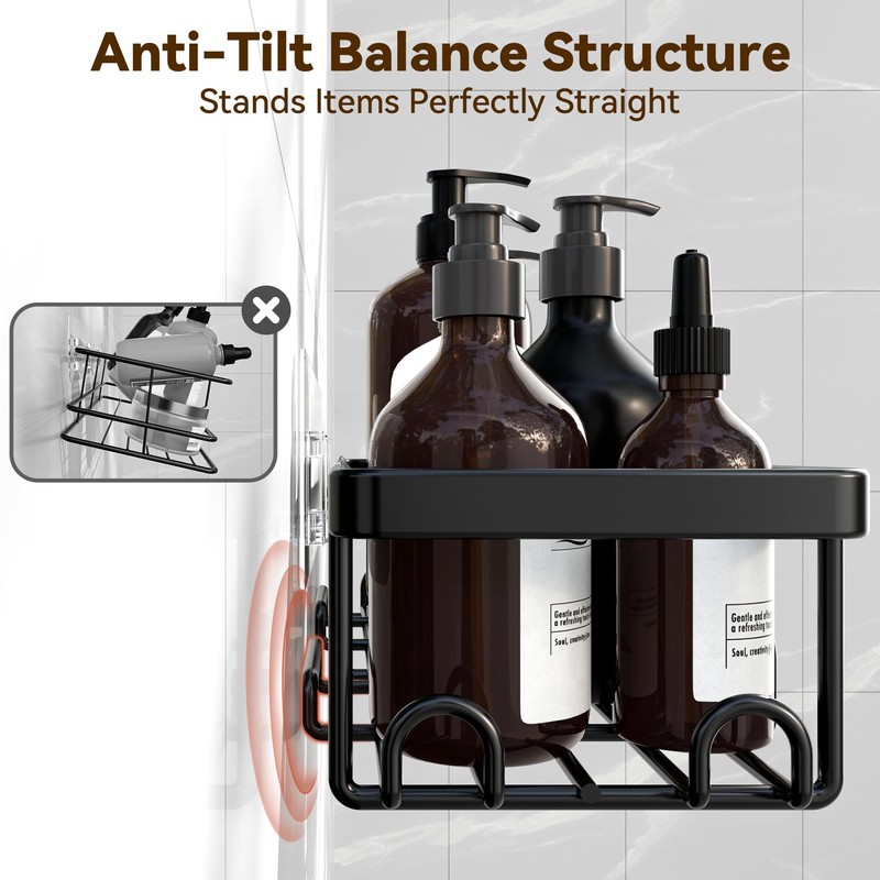 YASONIC Shower Caddy Adhesive, Rustproof Shower Organizer, Wall Shower Rack