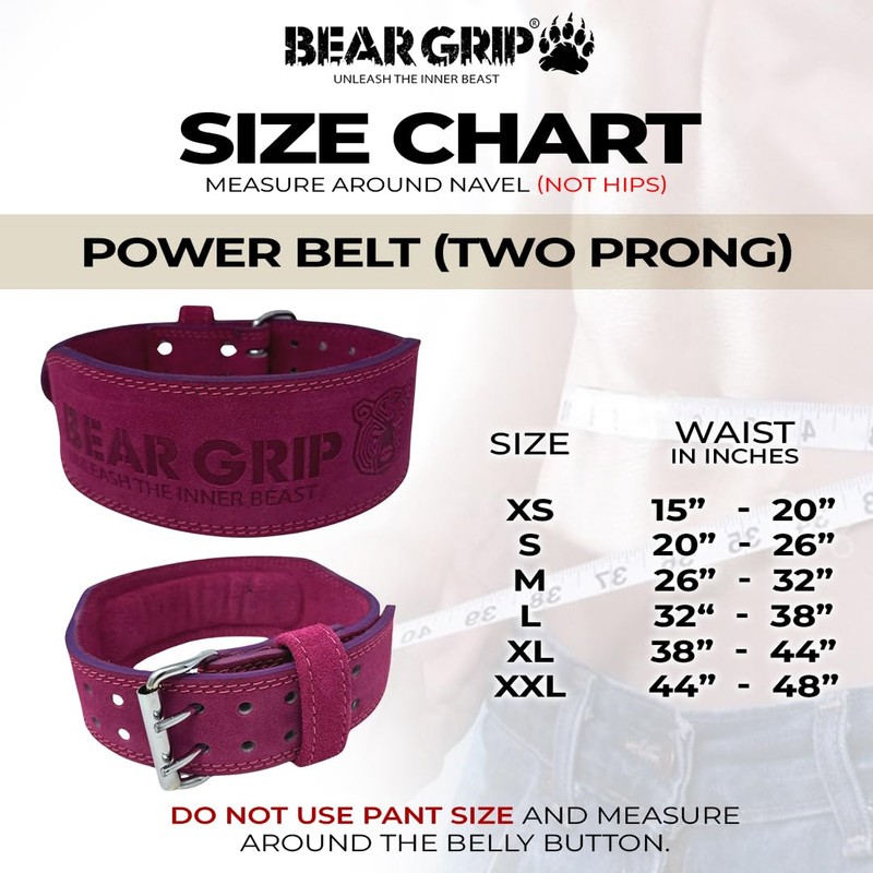 BEAR GRIP - Premium Suede Double Prong Weight Lifting Belt