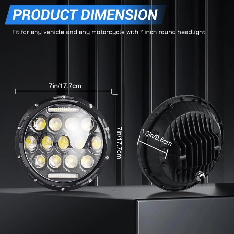 Unbranded For Harley Road King Classic 7" LED Headlight Projector
