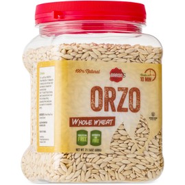 Baron’s Whole Wheat Orzo Pasta | 100% Natural Israeli Rice-Shaped Orzo for Soups, Casseroles & Salads | Cooks in 10 Minutes! | Kosher | 1 Pack 21.16oz Jar