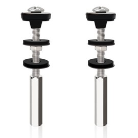 Universal Toilet Tank to Bowl Bolt Kit 2 Pcs Heavy Duty Toilet Bolts Toilet Tank Bolts Waterproof Stainless Steel Rubber Washer Gasket with Extra Long Nut Screw for Tightening (Silver)