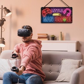 Fun-Plus Little Man Cave Sign, Game Room Decor for Boys, Gaming Room Wall Décor, Gamer's Room Must Have, Do Not Disturb Gaming is in Progress