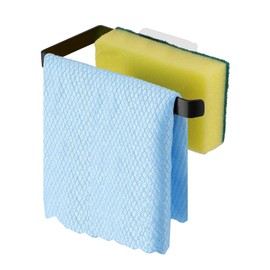GAViA Kitchen Sink Sponge Holder - Sponge and Dish Cloth Hanger, Adhesive Rustproof Kitchen Sink Rack, 304 Stainless Steel, No Drilling (Black)