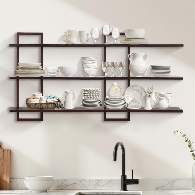 PHOENANCEE 3 Tier Wall Shelves,Decorative Floating Shelf for Wall,Plants Photo