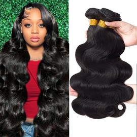 ZGGTL Body Wave Bundles Human Hair 16 18 20Inch 12A Brazilian Human Hair 3 Bundles Human Hair Extensions for women Natural Black