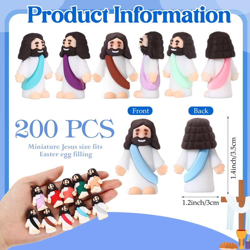 Bememo 200 Pcs Jesus Toys Little Jesus Figurine Miniature Jesus