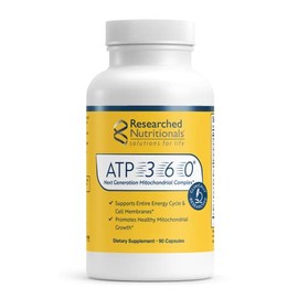 Researched Nutritionals Suplemento mitocondrial ATP 360, 90 cápsulas | High Dose CoQ10, R-Lipoic Acid & PQQ, Supports Entire Energy Cycle & Cell Membr