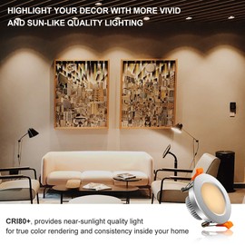 YGS-Tech 2 Inch LED Recessed Lighting Dimmable Downlight, 3W(35W Halogen Equivalent), 3000K Warm White, CRI80, LED Ceiling Light, Silver Trim with LED Driver (4 Pack)