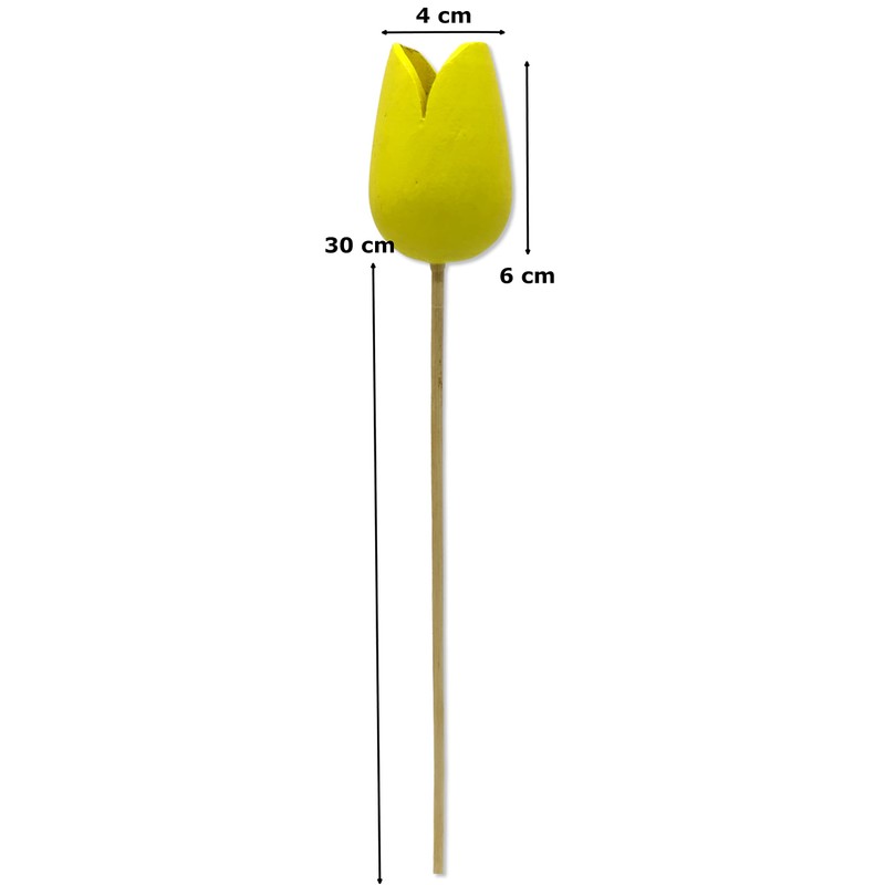 Wooden Tulip Decorative Stake 4 x 36 cm Yellow Pack