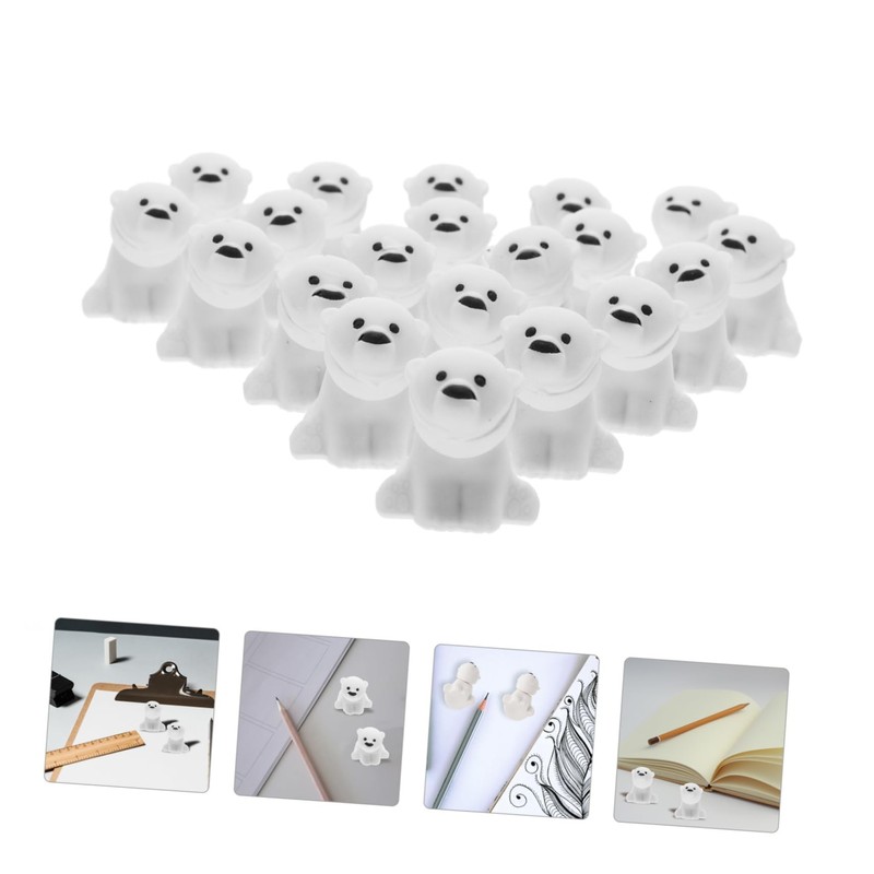 NUOBESTY Pack of 20 Cute Erasers Polar Bear Shape Rubber