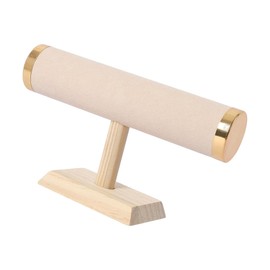 F Fityle Jewelry Bracelet Display Stand, t shape bar Bangle Holder, for Hair Home Organization, Beige Flannel
