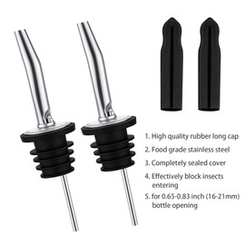 Pafusen 24 Pack Liquor Bottle Pourers, Liquor Pour Spout for Liquor Bottles, Stainless Steel Olive oil Dispenser Spout, Alcohol Pourer Spouts Dust Caps Long Covers, Sliver
