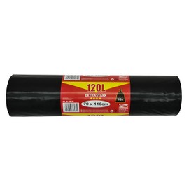 Jufol Bin Bag – 120L – 700 x 1100 mm Black Pack of 10 On A Roll With 1 Piece 30131