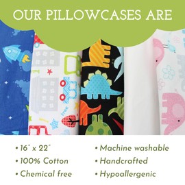 Little Sleepy Head Youth Pillow Case - 100% Made Cotton & Hypoallergenic Pillow Case - Snug Fit Envelope Pillowcase Enclosure - Youth Pillow 16x22 Size - (Safari) Design Travel Pillow Cover