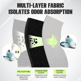 Leinuosen 4 Pcs Smell Proof Cleat Bag for Sport, Odor & Water Resistant, Soccer Football Baseball Golf Shoe Bag with Active Carbon Fabric for Gym & Travel, Fits up to Us Size 14 (Gray)