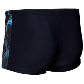 Aquarti Men's Short Striped Swimming Trunks, 16201 Black/Blue, 3 XL
