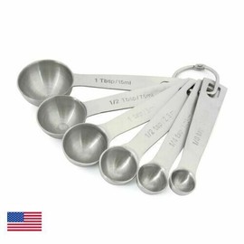 Unbranded 6pcs Stainless Steel Measuring Spoons Silver Kitchen Food Baking Tools 0.6-15ml