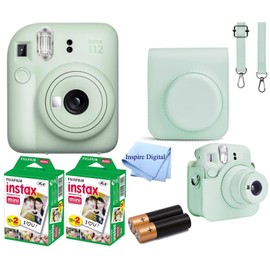 Mini 12 Instant Film Camera Mint Green, Mini Twin Pack Instant Film 40 Prints, Protective Case, Gift Bundle (Mint Green)