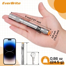 EverBrite Pen Light, 100LM Pocket Flashlights, Aluminum LED Pen Flashlights with Clip, 8 AAA Batteries Included, Pocket Flashlight for Camping, Emergency, Mechanic, Christmas Gift, Pack of 4, Gray