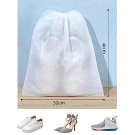Travel Shoe Bag, Dustproof, 30 Pieces Storage Bag, 32 x 48 cm, Dustproof for Travel, Waterproof Non-Woven Fabric Bag for Clothes, Cosmetics, Shoes, White, At the Opening, White, At the opening, the