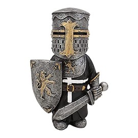 Lrxinki Knight Statues Ornaments, Resin Knight Gnome Guard Garden Sculpture, Medieval Knight Armor Gothic Statue, Templar Figurine for Protecting Your Garden (F)