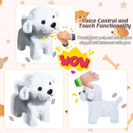 lonfypeng Puppy Toys for Kids, Toy Dogs That Walk and Bark, Walking Dog Toy for Kids with Leash, Interactive Stuffed Puppy with Remote Control, for Girls and Boys Aged 3-7 Year Old