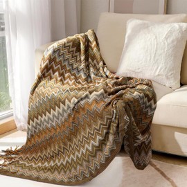 Nasjac Manta de Cobija Punto para Sofá y Cama, Boho Manta Suave y Cálido con Borla, 127 x 180 cm Cobija Acogedora Decoración para Viaje, Sillón, Silla, Cama Picnic, Adecuada para Todas Las Estaciones