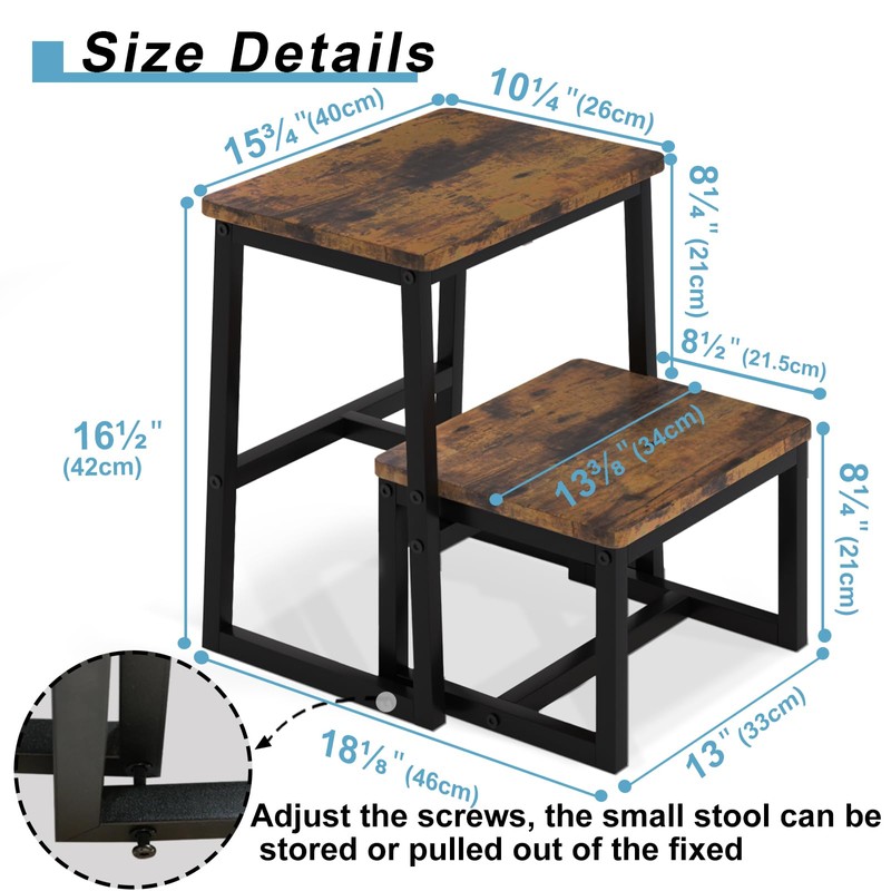 iTsst 2 Step Stool for Adults Wooden Step Stool with