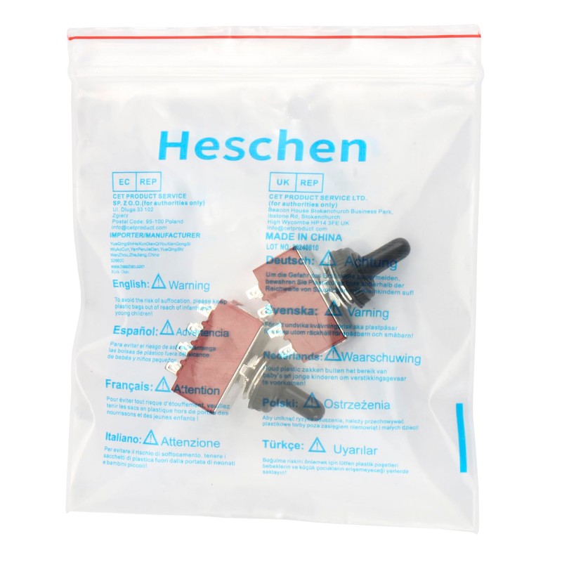 Heschen Miniature Toggle Switch MTS-402 ON-ON 4PDT 12 Pin, 2A