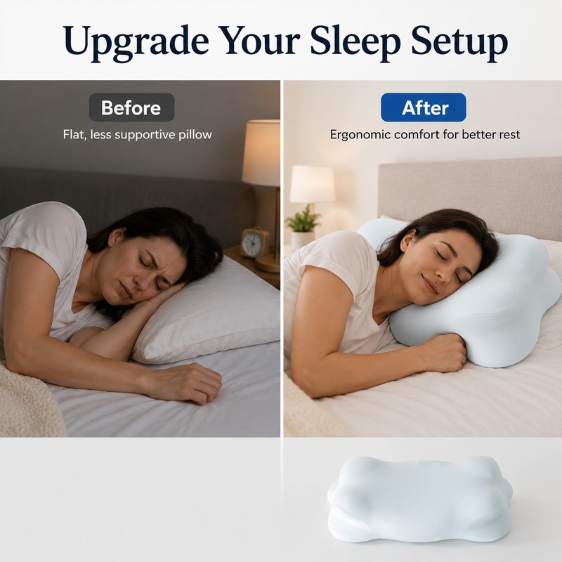 Contour Pillowcase Cover for Cervical Pillows – Silky-Soft Zipper Cover