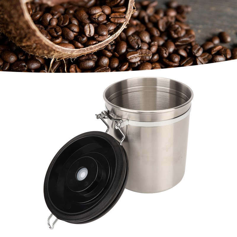 Airtight Stainless Steel Coffee Bean Container Coffee Canister Kitchen Food