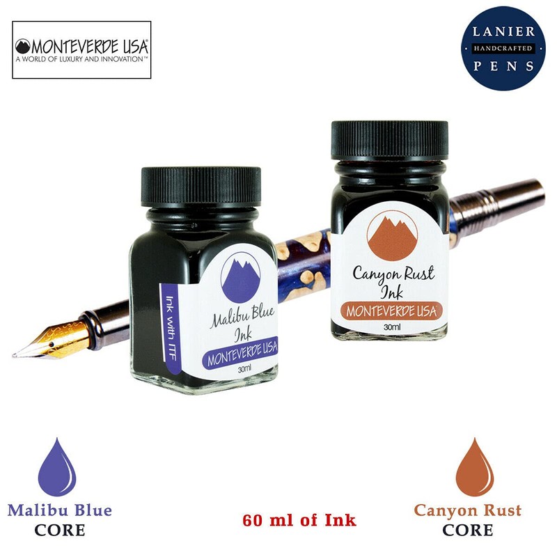 Monteverde 60ml Core Fountain Pen Ink Bottle (30ml Malibu Blue