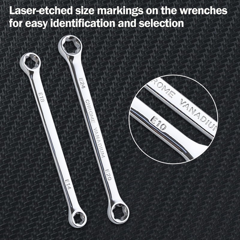 LEONTOOL 4Pcs E-Torx Wrench Set Double Box End Star Wrench