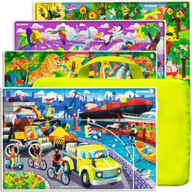 Wooden Kids Puzzles Ages 4-8 by QUOKKA – 4 x 60 Piece Puzzles for Kids Ages 6-8 – Wood Toddler Games for 3-5 Year Olds – Cars Ships and Animals Toy for Boys and Girls