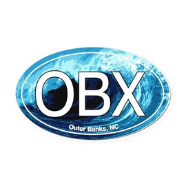 CafePress Outer Banks.OBX.Wave Oval Car Magnet, Euro Oval Bumper Magnet