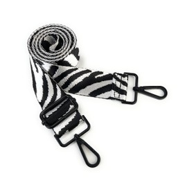 VersaKits 1.5'' Zebra Stripes Print Wide Shoulder Strap with Matte Black Buckles Guitar Style Adjustable Replacement Strap for Crossbody Bag Purse Handbag, GCD-36-02
