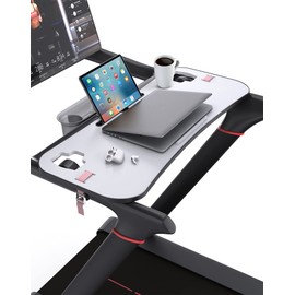 Qsxou Treadmill Desk Attachment,Peleton Tread Tray Accessories Laptop Stand with Tablet Holder and Edge Protector,Treadmill Workstation for Home/Office
