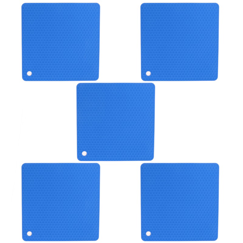 5pcs Silicone Pot Holders Mat Heat Resistant Anti Slip Square