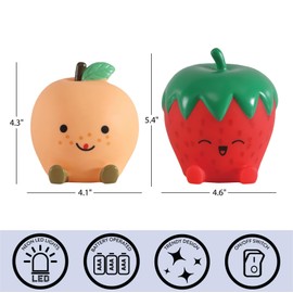 Urban Lifestyle Figural Fruit Squish LED Mood Lamp, 2 Pack with Strawberry and Peach, 5 inches