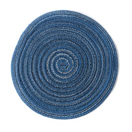 FUN LAVIE 4 PCS Round Placemats for Dining Table Thread Weave Heat Resistant Non-Slip Pads Set for Kitchen Diameter 7.1 Inches Blue
