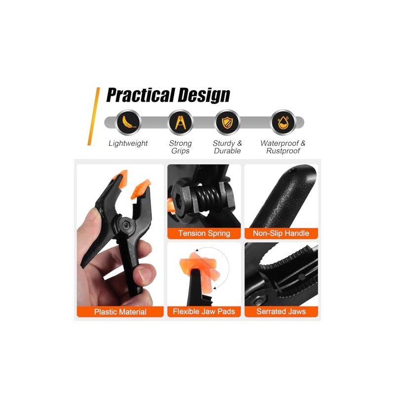 RELBRO Spring Clamps, 4.5 Inch Large Plastic Clips for Balloon