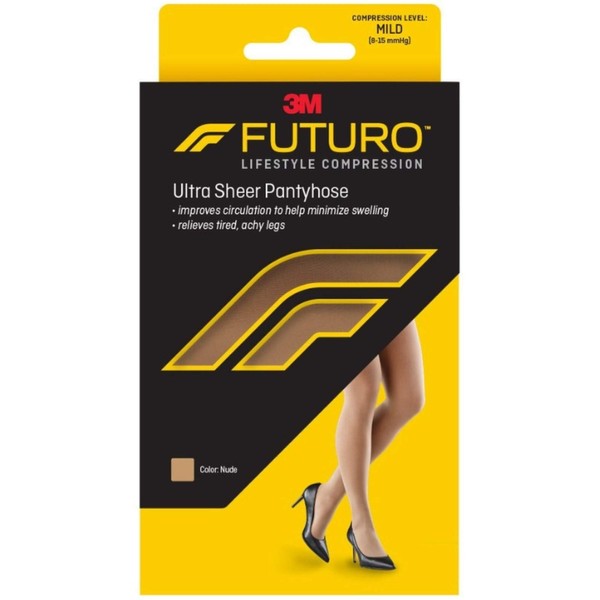 Futuro Energizing Women's Mild French Cut Lace Panty Ultra Sheer Pantyhose Size Plus Nude - 1 Pair, Pack of 6