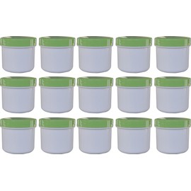 15 Flat Ointment Tins 25 ml with Green Lid