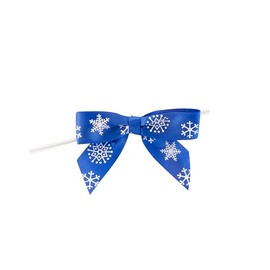 Reliant Ribbon Snowflakes Satin Loops X 3-1/4in Span, 2 Tails X 2in X 7/8in Ribbon Width & 5in Twist Tie Bows, Royal/White