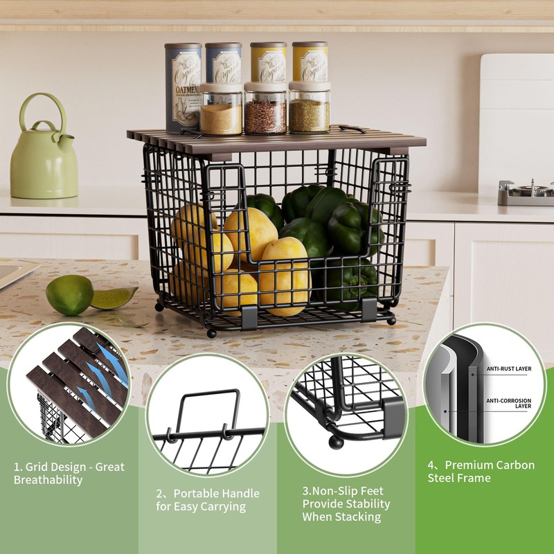 GGIU Wire Storage Basket For Kitchen Pantry and Counter -