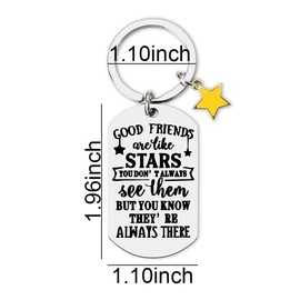 Good Friends Friendship Keychain Gift for Women Men Christmas Birthday Gifts for Best Friend Soul Sisters Besties Engraved Accessories for Key Bag Good Friend Are Like Stars Key Chain