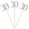 Pack of 10 Silver Glitter 30th Birthday Centerpiece Sticks Number
