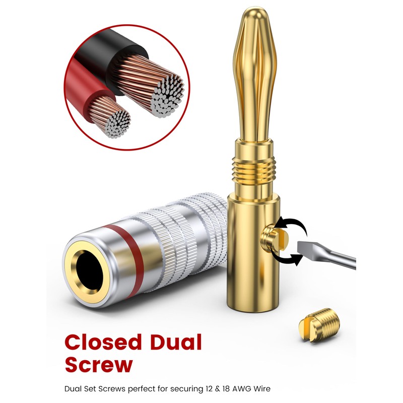 MOSWAG 5 Pairs Banana Plugs for Speaker Cable - 24K