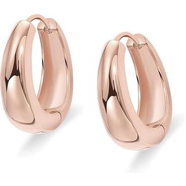 Gold Plated S925 Pure Silver Post Women's Small Chunky Hoops Earrings,Thick Lightweight Gold Ring Earrings for Women (Rose Gold)