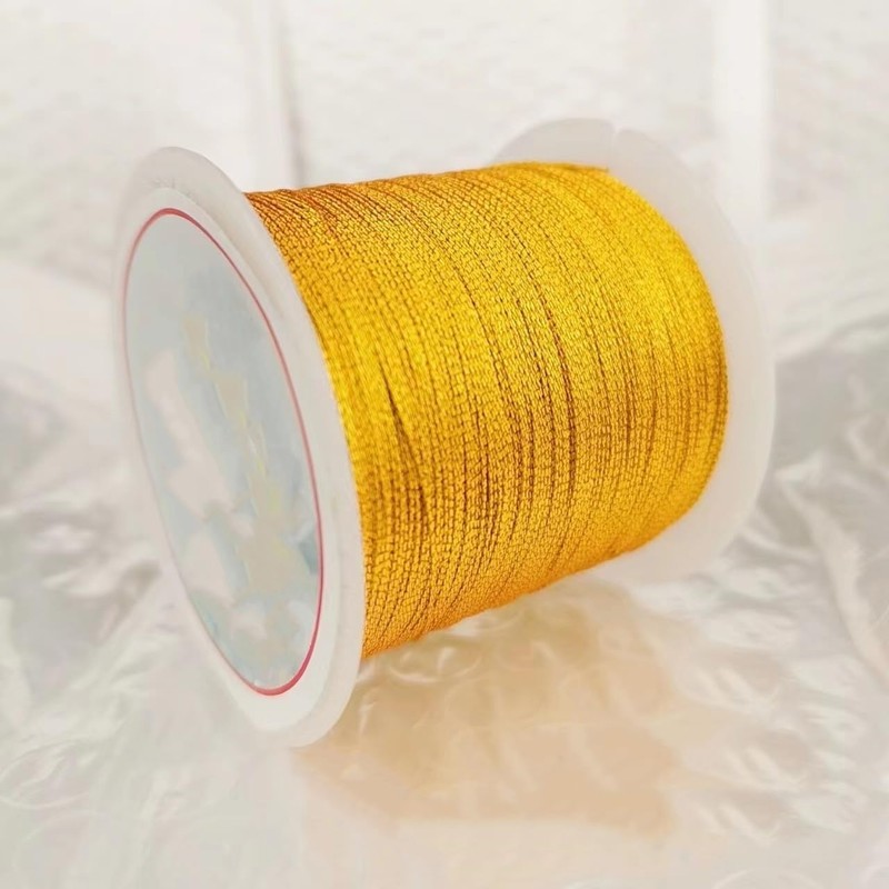 Bkrdty Thread Cord 2 Rolls, 0.4mm x 50m each, Gold